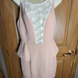 Ark & Co Blush Peach Dress Lace Accent Sleeveless Size Med